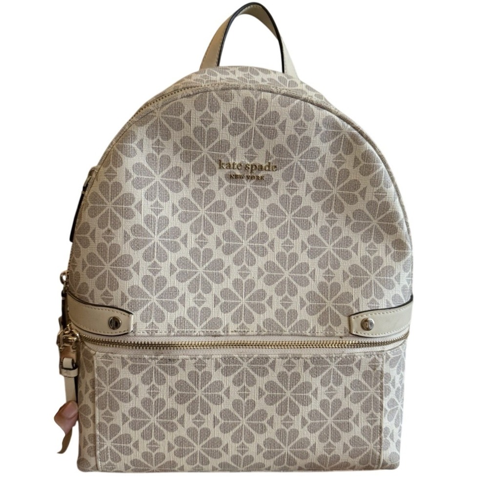 Kate Spade Signature Spade Flower Backpack Black‎ Off White Medium Floral Bag